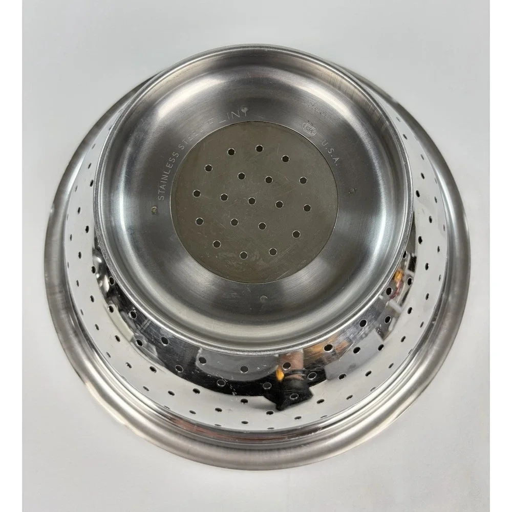 Vintage Ekco Flint Stainless Steel Colander & Nesting Mixing Bowl Kitchen Set